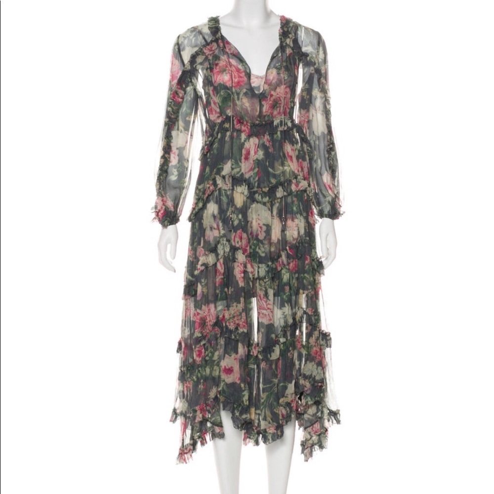 Zimmermann floral chiffon ruffle dress